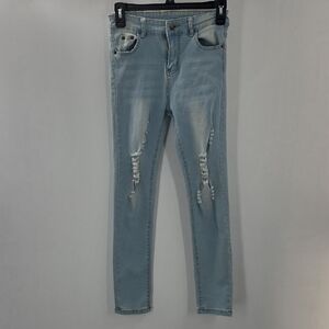 Stylish Distressed Light Blue Skinny Jeans
